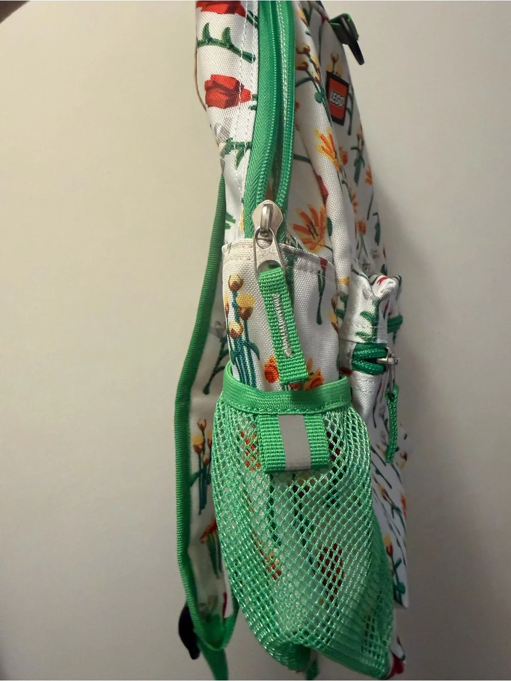 Lego White Floral Kids Backpack with Green Trim- NWT